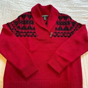 Ralph Lauren Red Shoal Collar Sweater